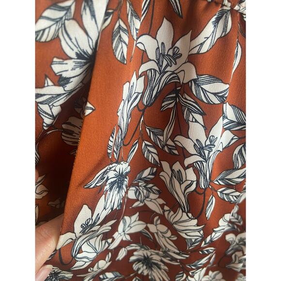 2X 🔖 LA LIGNE x Target Women's Floral Wide Leg Trousers - Brown White - Picture 15 of 15